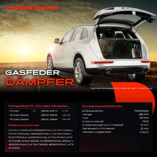 2x Gasfeder Dämpfer Heckklappe Chrysler PT Cruiser Kombi 2000-2010 Bild 2x Gasfeder Dämpfer Heckklappe Chrysler PT Cruiser Kombi 2000-2010