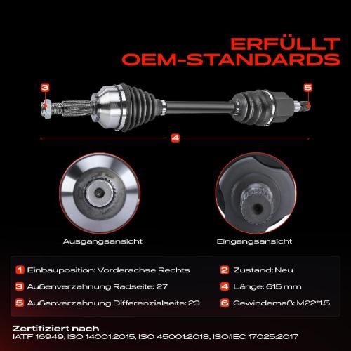 1x Antriebswelle Vorderachse Rechts für Jaguar X-Type CF1 X400 2001-2009 Bild 1x Antriebswelle Vorderachse Rechts für Jaguar X-Type CF1 X400 2001-2009