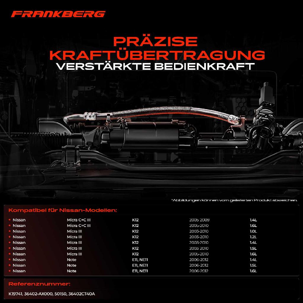 1x Seilzug Feststellbremse Vorderachse beidseitig für Nissan Micra C III K12 Note E11 NE11