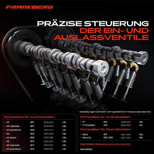 Frankberg 1x Nockenwelle für VW Golf VI 5K1 Passat Audi A3 8P A4 8K A5 8T 8F TT 8J Bild Frankberg 1x Nockenwelle für VW Golf VI 5K1 Passat Audi A3 8P A4 8K A5 8T 8F TT 8J