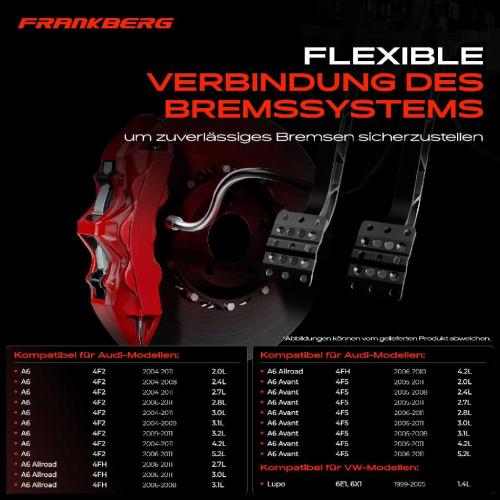 Frankberg 1x Bremsschlauch Bremsschläuche Vorderachse Links oder Rechts für VW Lupo Audi A6 Allroad Avant 4F Bild Frankberg 1x Bremsschlauch Bremsschläuche Vorderachse Links oder Rechts für VW Lupo Audi A6 Allroad Avant 4F