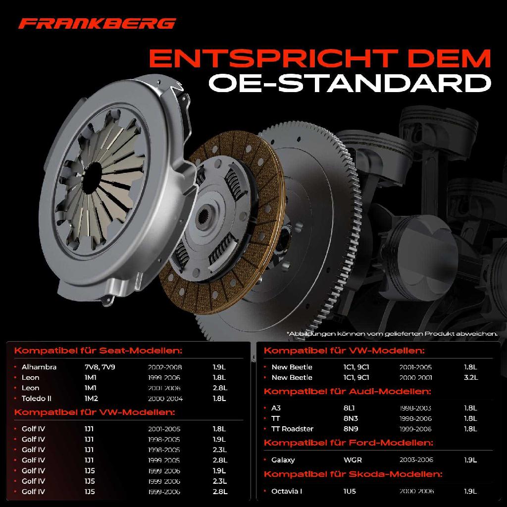 1x Kupplungssatz für VW Golf IV Bora Variant New Beetle Sharan Audi A3 TT Roadster Ford Galaxy Seat Skoda
