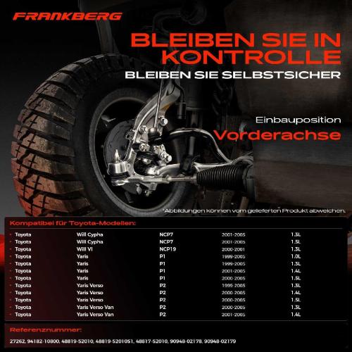 Frankberg 2x Koppelstange Vorderachse für Toyota Will Cypha VI Yaris Verso Van 1.3L 1.5L 1.0L 1.4L 1999-2005 Bild Frankberg 2x Koppelstange Vorderachse für Toyota Will Cypha VI Yaris Verso Van 1.3L 1.5L 1.0L 1.4L 1999-2005