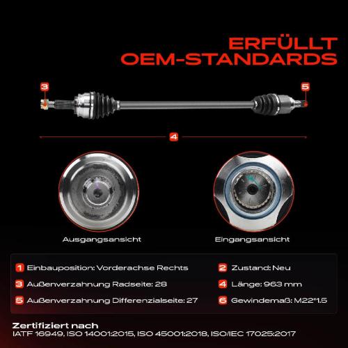 1x Antriebswelle Vorderachse Rechts für Mitsubishi Lancer 7 ASX GAW Outlander II CWW Bild 1x Antriebswelle Vorderachse Rechts für Mitsubishi Lancer 7 ASX GAW Outlander II CWW