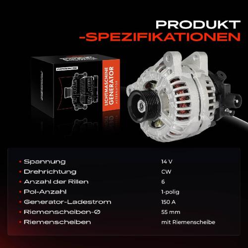 Frankberg 1x Lichtmaschine Generator für Peugeot 206 Boxer Expert Fiat Ducato Scudo Bild Frankberg 1x Lichtmaschine Generator für Peugeot 206 Boxer Expert Fiat Ducato Scudo