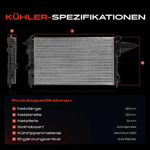 1x Kühler Wasserkühler Motorkühler für Opel Vectra A CC 1.4L 1.6L Bild 1x Kühler Wasserkühler Motorkühler für Opel Vectra A CC 1.4L 1.6L