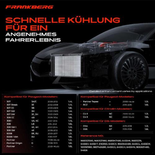 Frankberg 1x Kondensator Klimaanlage für Citroën Berlingo C4 DS Peugeot 307 308 Bild Frankberg 1x Kondensator Klimaanlage für Citroën Berlingo C4 DS Peugeot 307 308