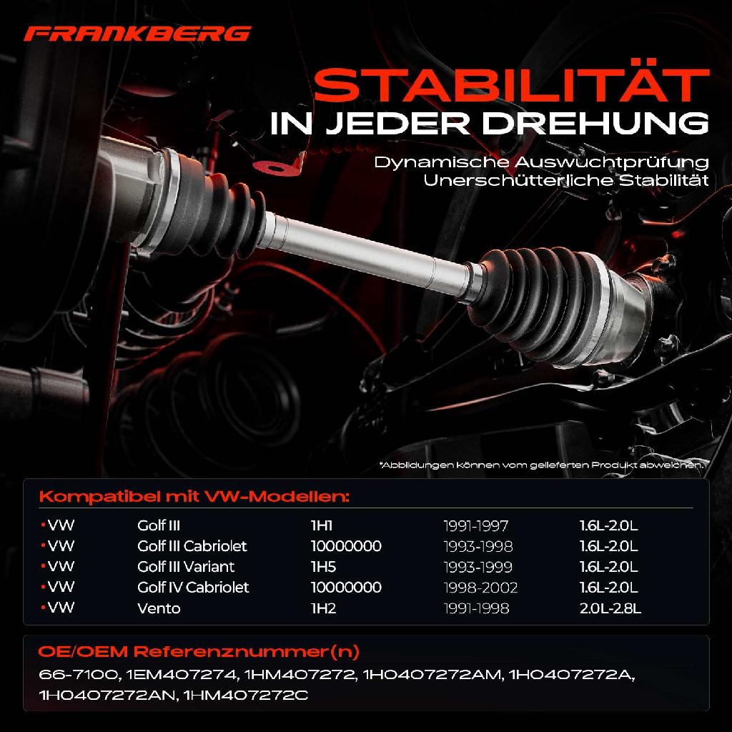 1x Antriebswelle Vorderachse Rechts für VW Golf III 1H1 1H5 IV 1E7 Vento 1H2 1991-2002