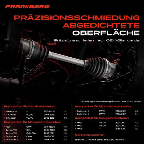Frankberg 1x Antriebswelle Gelenksatz Vorderachse für Citroën C-Crosser C4 Aircross Mitsubishi Bild Frankberg 1x Antriebswelle Gelenksatz Vorderachse für Citroën C-Crosser C4 Aircross Mitsubishi