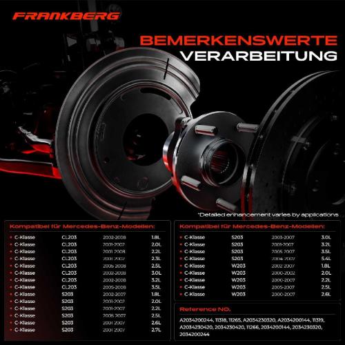 Frankberg 4x Ankerblech Bremsscheibe Vorne und Hinten für Mercedes-Benz A209 CLK 280 R171 Bild Frankberg 4x Ankerblech Bremsscheibe Vorne und Hinten für Mercedes-Benz A209 CLK 280 R171