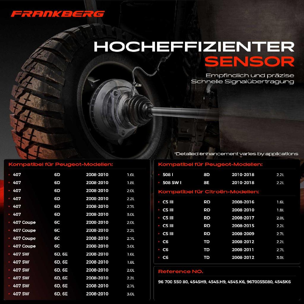1x ABS Sensor Vorderachse beidseitig für Citroën C5 III Break C6 Peugeot 407 Coupe SW 508 I Kasten/Kombi