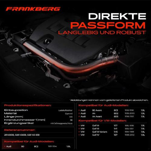 Frankberg 1x Kühlerschlauch Turboschlauch für Audi 80 Avant A4 VW Golf III III Cabriolet III Variant IV Bild Frankberg 1x Kühlerschlauch Turboschlauch für Audi 80 Avant A4 VW Golf III III Cabriolet III Variant IV