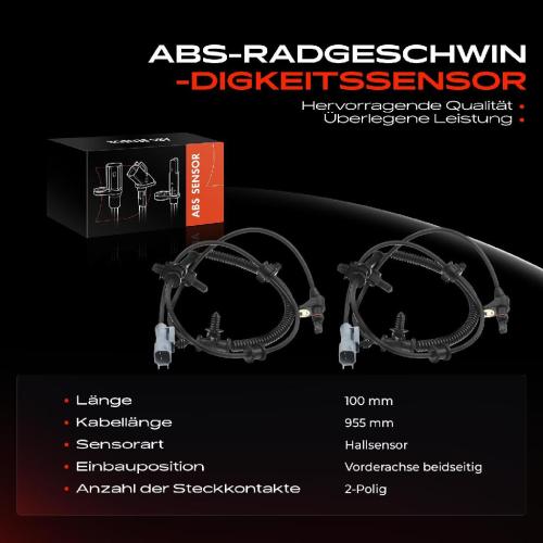 2x ABS Sensor Vorne für Jeep Commander Van Grand Cherokee III 3.0L 3.7L 4.7L 2004-2010 Bild 2x ABS Sensor Vorne für Jeep Commander Van Grand Cherokee III 3.0L 3.7L 4.7L 2004-2010