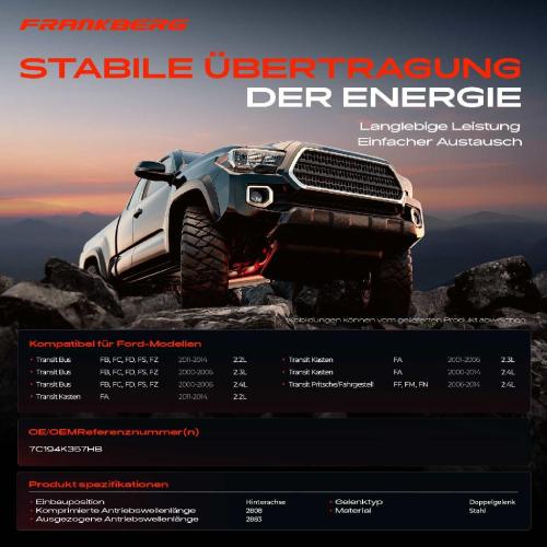 Frankberg 1x Kardanwelle Gelenkwelle Hinterachse für Ford Transit Bus Kasten Pritsche/Fahrgestell 2000-2014 Bild Frankberg 1x Kardanwelle Gelenkwelle Hinterachse für Ford Transit Bus Kasten Pritsche/Fahrgestell 2000-2014