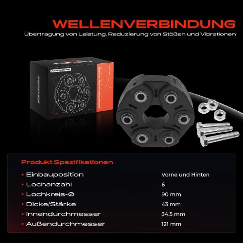 1x Gelenkscheibe Hardyscheibe Kardanwelle Vorne und Hinten für Hyundai Santa Fé II iX35 KIA Sorento Bild 1x Gelenkscheibe Hardyscheibe Kardanwelle Vorne und Hinten für Hyundai Santa Fé II iX35 KIA Sorento