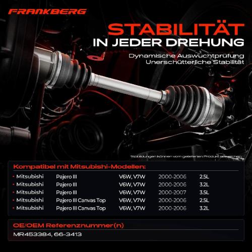 1x Antriebswelle Vorderachse Rechts für Mitsubishi Pajero III V6W V7W 2000-2007 Bild 1x Antriebswelle Vorderachse Rechts für Mitsubishi Pajero III V6W V7W 2000-2007