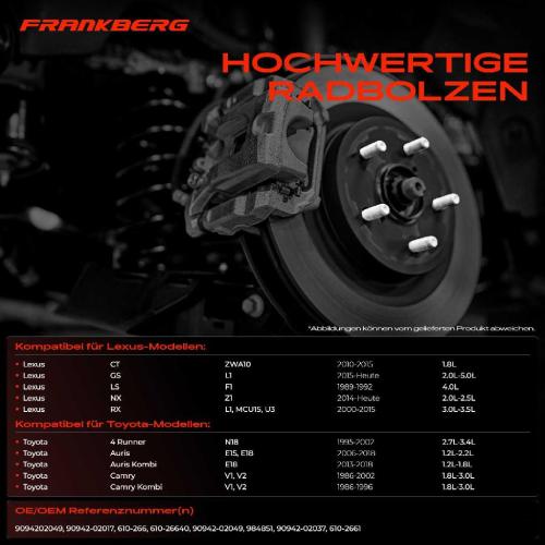 5x Radbolzen für Toyota Yaris Auris Avensis Carina Corolla Lexus Bild 5x Radbolzen für Toyota Yaris Auris Avensis Carina Corolla Lexus