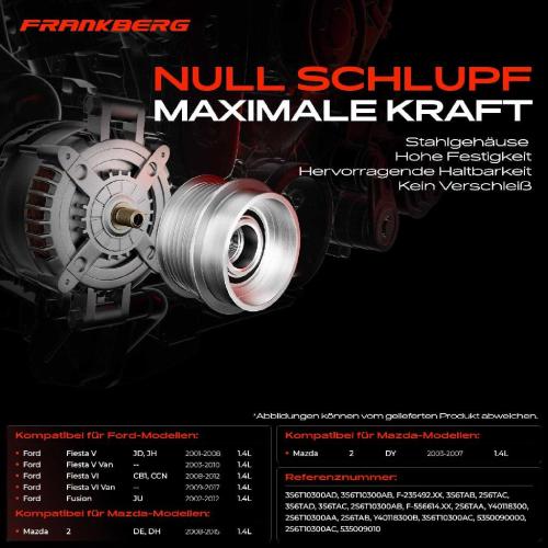1x Generatorfreilauf Lichtmaschine für Ford Fiesta 5 6 Fusion Mazda 2 1.4L Bild 1x Generatorfreilauf Lichtmaschine für Ford Fiesta 5 6 Fusion Mazda 2 1.4L