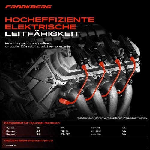 4x Zündleitungssatz Zündkabel für Hyundai i10 PA i20 GB IB PB PBT Bild 4x Zündleitungssatz Zündkabel für Hyundai i10 PA i20 GB IB PB PBT