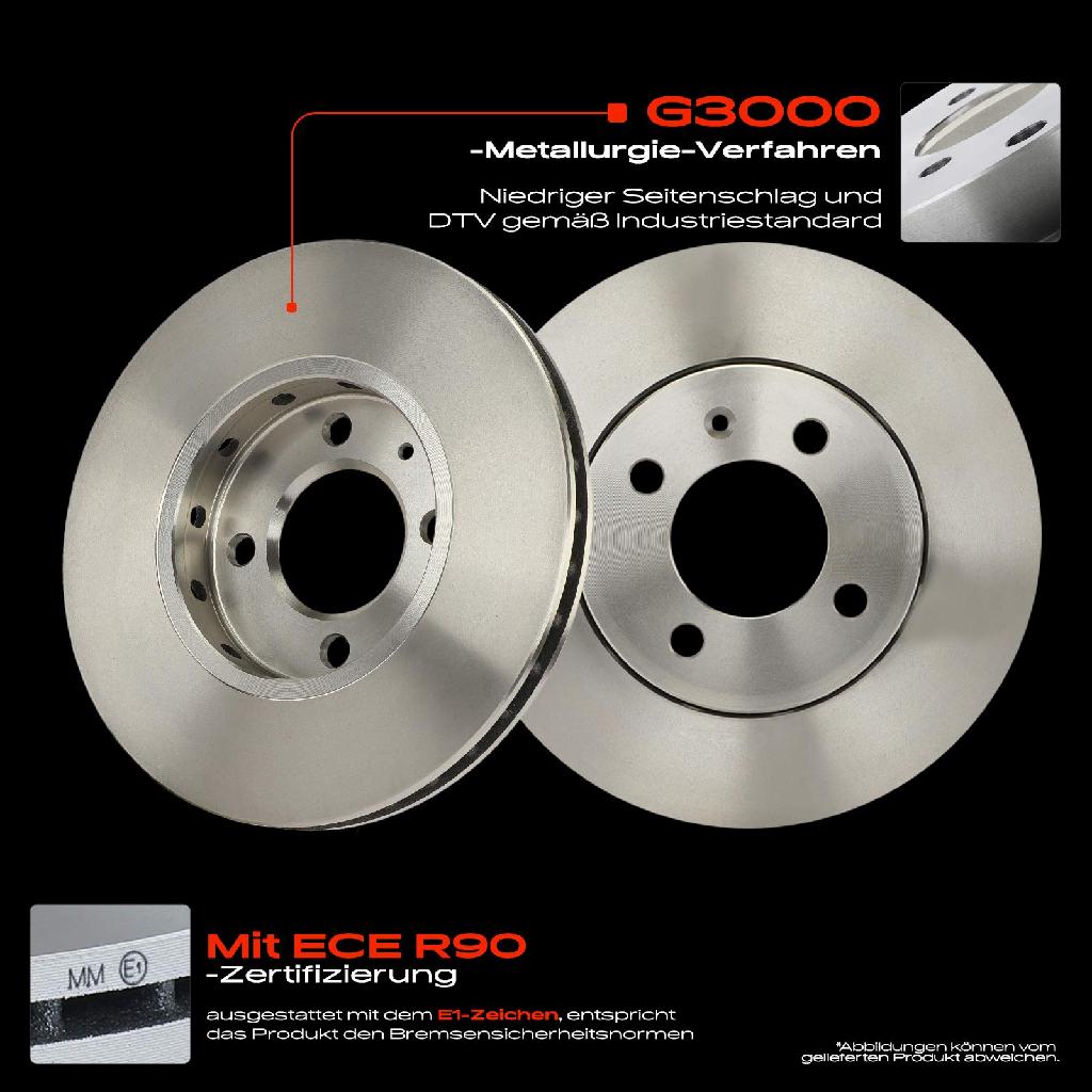 2x Bremsscheiben Vorderachse für VW UP! Seat Mii KE1 KF1 Skoda Citigo E-Citigo Bj ab 2011