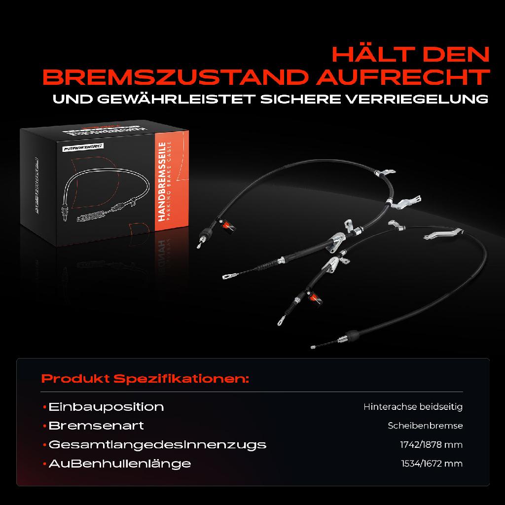2x Seilzug Feststellbremse Hinterachse beidseitig für KIA Cee'D JD Pro Cee'D JD 1.0L-1.6L