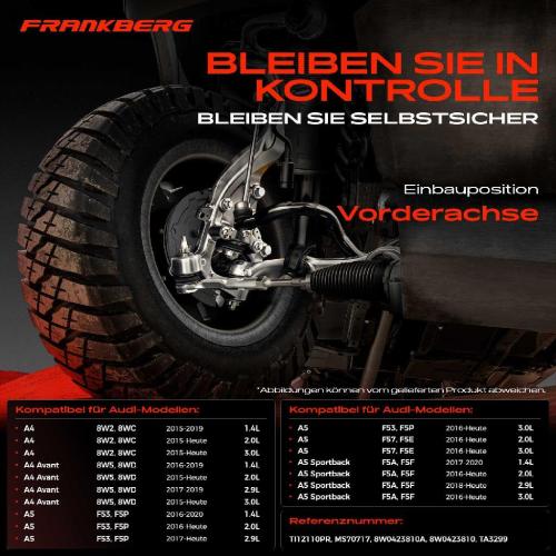 Frankberg 2x Spurstange Vorderachse f r Audi A4 Avant A5 Cabriolet Sportback 1.4L 2.0L 3.0L 2.9L Bj ab 2015 Bild Frankberg 2x Spurstange Vorderachse f r Audi A4 Avant A5 Cabriolet Sportback 1.4L 2.0L 3.0L 2.9L Bj ab 2015
