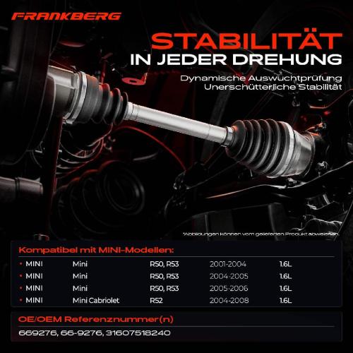 1x Antriebswelle Vorderachse Rechts für MINI R50 R53 R52 1.6L 2001-2008 Bild 1x Antriebswelle Vorderachse Rechts für MINI R50 R53 R52 1.6L 2001-2008