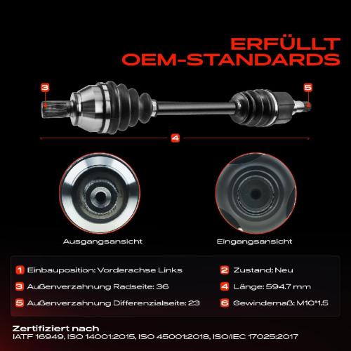 Frankberg 1x Antriebswelle Vorderachse Links für Ford Focus II Stufenheck Volvo C30 Bild Frankberg 1x Antriebswelle Vorderachse Links für Ford Focus II Stufenheck Volvo C30