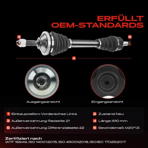 Frankberg 1x Antriebswelle Vorderachse Links für Peugeot 206 Schrägheck SW Van 2E/K 2A/C 1998-2009 Bild Frankberg 1x Antriebswelle Vorderachse Links für Peugeot 206 Schrägheck SW Van 2E/K 2A/C 1998-2009
