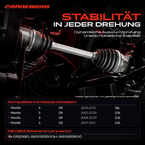 1x Antriebswelle Vorderachse Rechts für Mazda 5 CR 1.8L 2.0L 2005-2010 Bild 1x Antriebswelle Vorderachse Rechts für Mazda 5 CR 1.8L 2.0L 2005-2010