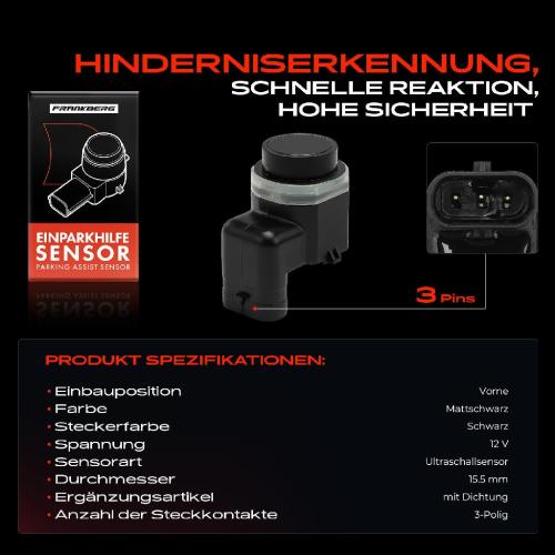 Frankberg 1x Parksensor PDC Sensor Vorne für Ford S-Max WA6 2.0L 2.3L 2.5L 2009-2014 Bild Frankberg 1x Parksensor PDC Sensor Vorne für Ford S-Max WA6 2.0L 2.3L 2.5L 2009-2014