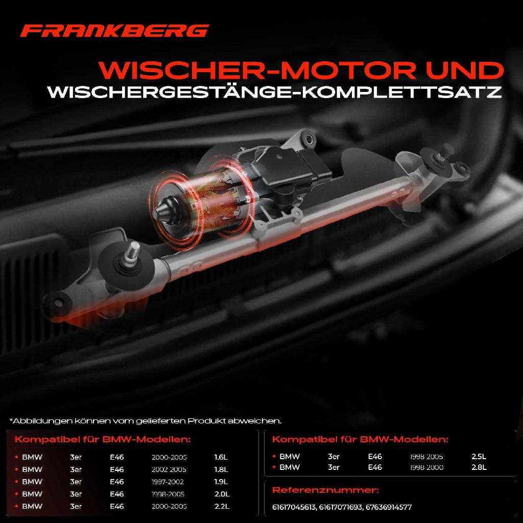 Frankberg 1x Wischerarm Scheibenwischer Vorne für BMW 3er Cabriolet Compact Coupe E46