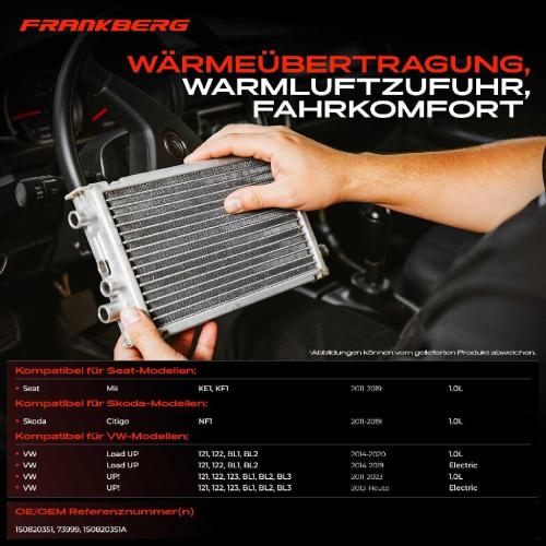 1x Wärmetauscher Innenraumheizung für VW UP! 121 122 123 BL1 Seat Mii Skoda Citigo Bild 1x Wärmetauscher Innenraumheizung für VW UP! 121 122 123 BL1 Seat Mii Skoda Citigo