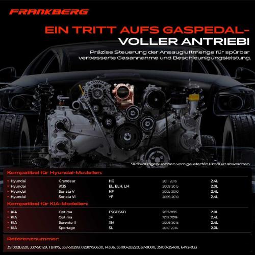 Frankberg 1x Drosselklappe Drosselklappenstutzen für Hyundai Santa Fé Sonata KIA 2.0L 2.4L Bild Frankberg 1x Drosselklappe Drosselklappenstutzen für Hyundai Santa Fé Sonata KIA 2.0L 2.4L