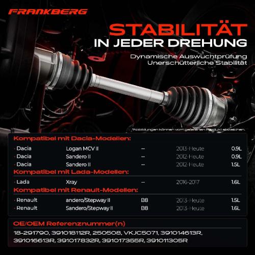 1x Antriebswelle Vorderachse Links für Dacia Sandero 2 Renault Clio 4 Logan Bild 1x Antriebswelle Vorderachse Links für Dacia Sandero 2 Renault Clio 4 Logan