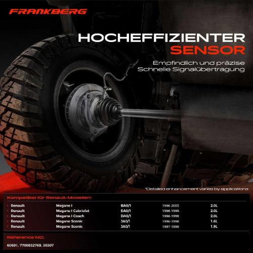 Frankberg 1x ABS Sensor Vorderachse links für Renault Megane I Cabriolet Coach Scenic 2.0L 1.6L 1.9L 1996-2003 Bild Frankberg 1x ABS Sensor Vorderachse links für Renault Megane I Cabriolet Coach Scenic 2.0L 1.6L 1.9L 1996-2003
