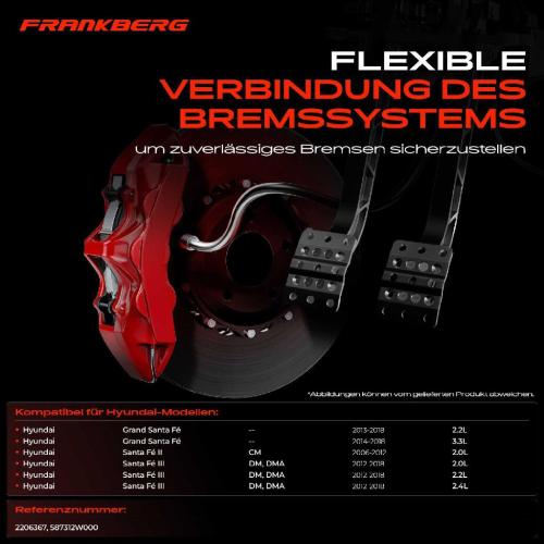 1x Bremsschlauch Bremsschläuche Vorderachse Links für Hyundai Santa Fé CM DM DMA Bild 1x Bremsschlauch Bremsschläuche Vorderachse Links für Hyundai Santa Fé CM DM DMA