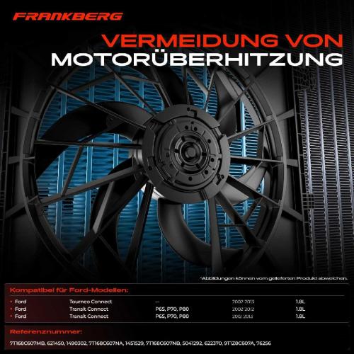 Frankberg 1x Motorkühller Doppellüfter mit Kühlerlüfterrahmen Ford Tourneo Transit Connect 1.8L Bild Frankberg 1x Motorkühller Doppellüfter mit Kühlerlüfterrahmen Ford Tourneo Transit Connect 1.8L