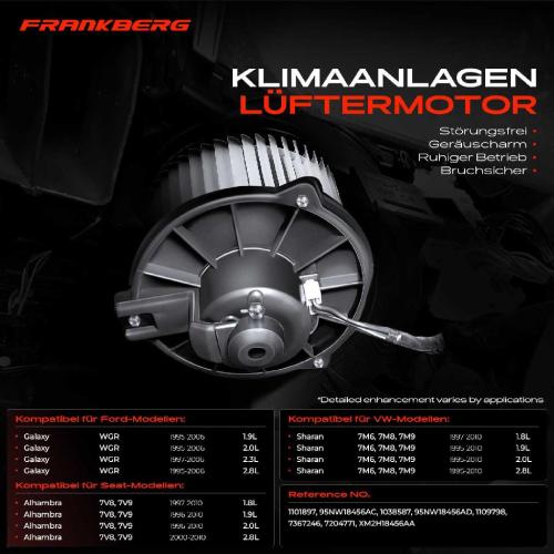 Frankberg 1x Gebläsemotor Innenraumgebläse für VW Sharan Ford Galaxy Seat Alhambra 1995-2010 Bild Frankberg 1x Gebläsemotor Innenraumgebläse für VW Sharan Ford Galaxy Seat Alhambra 1995-2010