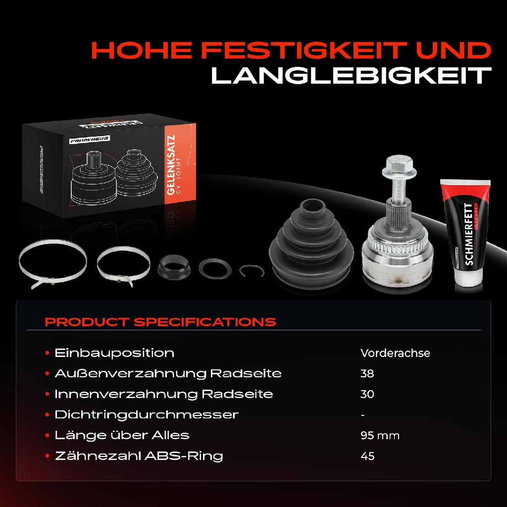 1x Antriebswelle Gelenksatz Vorderachse für Audi 80 8C2 8C5 90 100 A6 4A2 4A5 Coupe 8B3