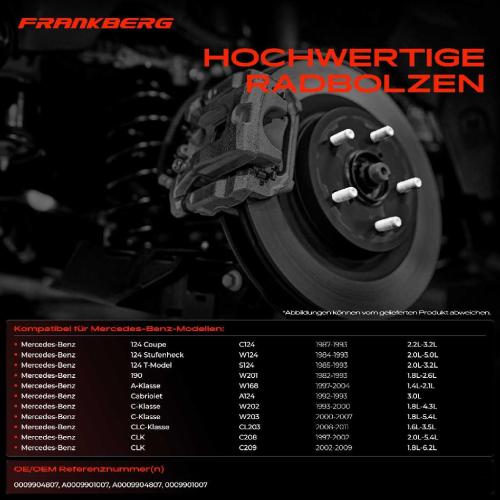 10x Radschraube für Mercedes-Benz W202 W203 W124 W201 W168 Bild 10x Radschraube für Mercedes-Benz W202 W203 W124 W201 W168