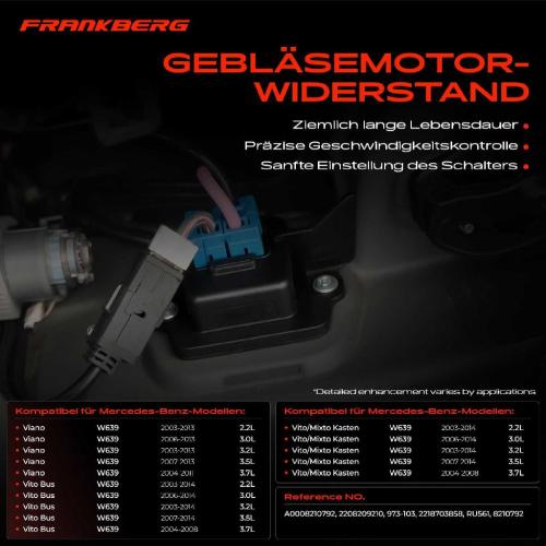 1x Widerstand Vorwiderstand Gebläsemotor für Mercedes-Benz Viano Vito W639 2.0L-3.7L 2003-2014 Bild 1x Widerstand Vorwiderstand Gebläsemotor für Mercedes-Benz Viano Vito W639 2.0L-3.7L 2003-2014