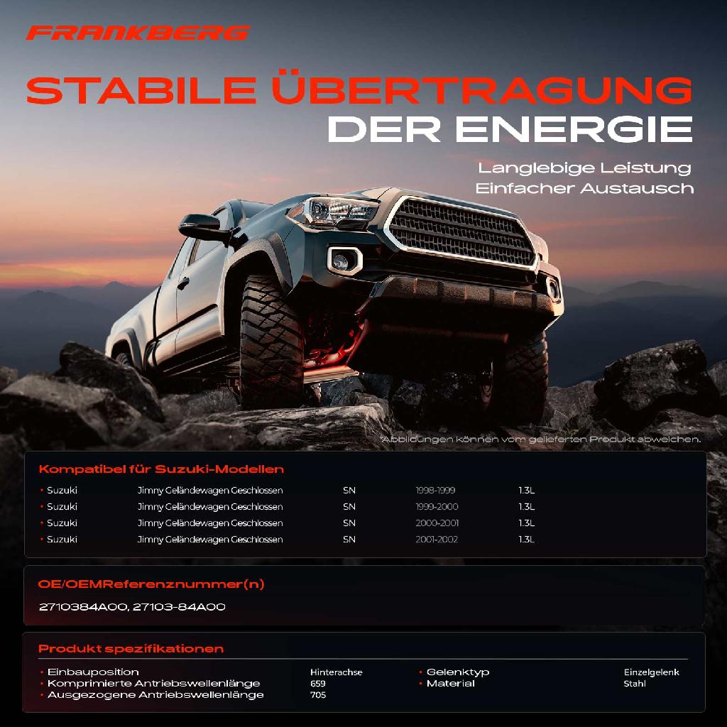 1x Kardanwelle Gelenkwelle Hinterachse für Suzuki Jimny SUV SN 1.3L 1998-2002