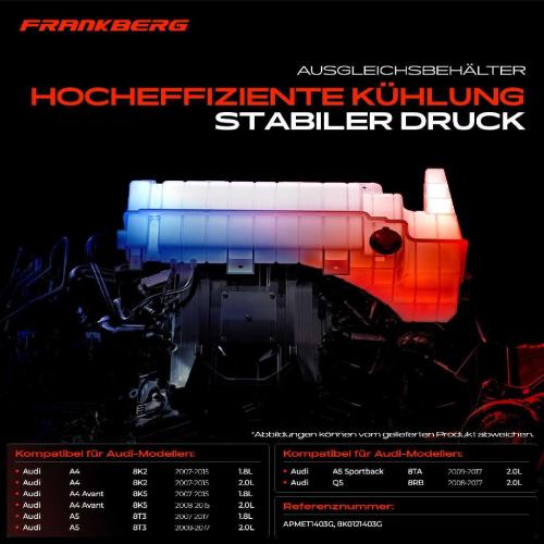 Frankberg 1x Ausgleichsbehälter Kühlmittelbehälter für Audi A4 Avant 8K2 8K5 A5 Sportback 8T3 Q5 Bild Frankberg 1x Ausgleichsbehälter Kühlmittelbehälter für Audi A4 Avant 8K2 8K5 A5 Sportback 8T3 Q5