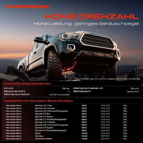 Frankberg 1x Servopumpe hydraulisch für Mercedes-Benz Sprinter 906 Vito Viano W639 3.5L Bild Frankberg 1x Servopumpe hydraulisch für Mercedes-Benz Sprinter 906 Vito Viano W639 3.5L