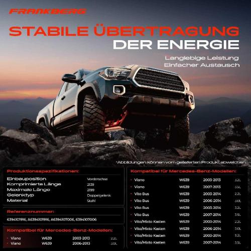 Frankberg 1x Kardanwelle Gelenkwelle Vorderachse für Mercedes-Benz Viano W639 Vito Bus Vito/Mixto Kasten Bild Frankberg 1x Kardanwelle Gelenkwelle Vorderachse für Mercedes-Benz Viano W639 Vito Bus Vito/Mixto Kasten