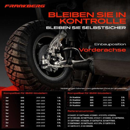 Frankberg 1x Querlenker Satz Vorderachse für BMW 3er E46 3er Cabriolet 3er Compact 3er Coupe 3er Touring Z4 Coupe E86 Bild Frankberg 1x Querlenker Satz Vorderachse für BMW 3er E46 3er Cabriolet 3er Compact 3er Coupe 3er Touring Z4 Coupe E86