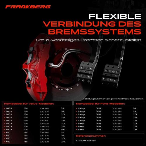 1x Bremsschlauch Bremsschläuche Hinterachse Links für Ford S-Max Volvo S60-S80 V60-V80 Bild 1x Bremsschlauch Bremsschläuche Hinterachse Links für Ford S-Max Volvo S60-S80 V60-V80