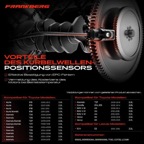 1x Kurbelwellensensor Impulsgeber für Lexus IS Toyota Avensis Corolla RAV 4 Verso Bild 1x Kurbelwellensensor Impulsgeber für Lexus IS Toyota Avensis Corolla RAV 4 Verso