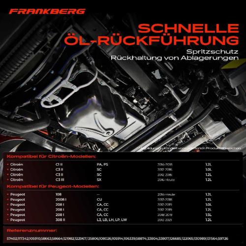 Frankberg 1x Ölwanne Motorölwanne für Citroën C-Elysee C1 II C3 II III C4 Peugeot 108 208 I 308 II 2008 I Bild Frankberg 1x Ölwanne Motorölwanne für Citroën C-Elysee C1 II C3 II III C4 Peugeot 108 208 I 308 II 2008 I